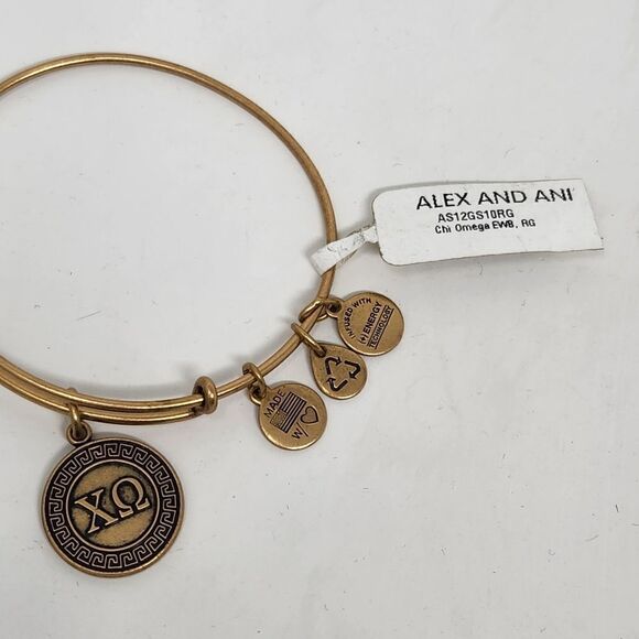 ALEX and ANI Chi Omega Gold Tone Bracelet NWT - Picture 3 of 5
